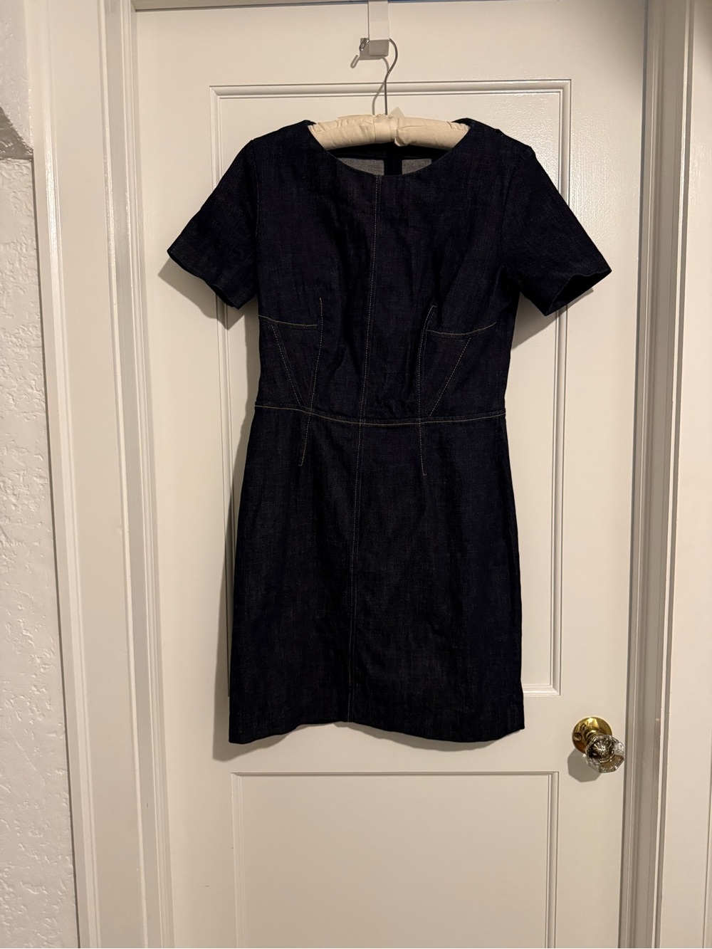 Derek Lam Dark Denim Short-Sleeve Sheath Dress